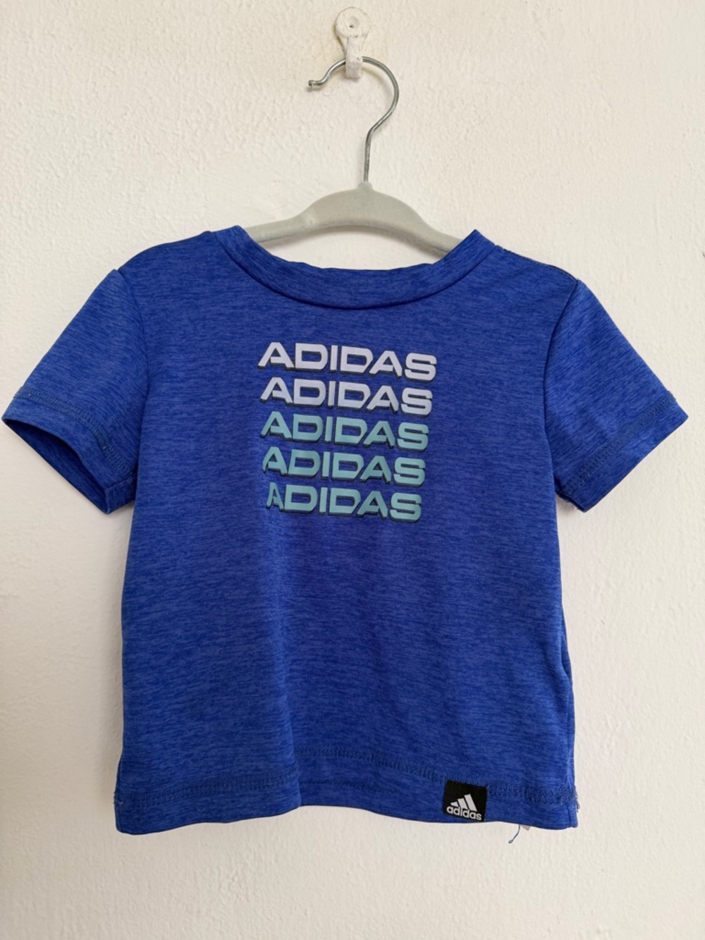 adidas Kids Royal Blue Graphic Logo Tee Dry Fit Meterial